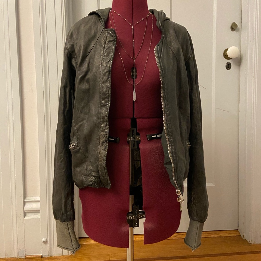 Giorgio Brato leather hoodie jacket